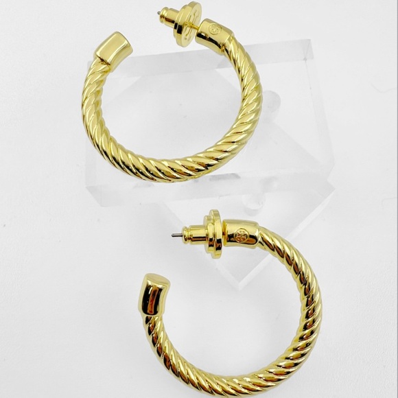 Tory Burch Gold Torsad Hoop Earrings. NWOT - Picture 4 of 10